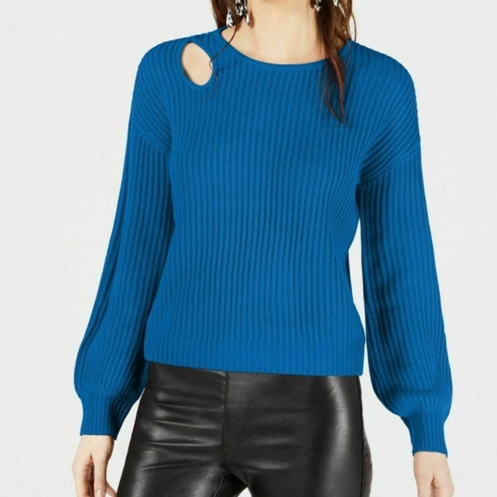 NWT Bar III Balloon-Sleeve Cutout Sweater Pullover